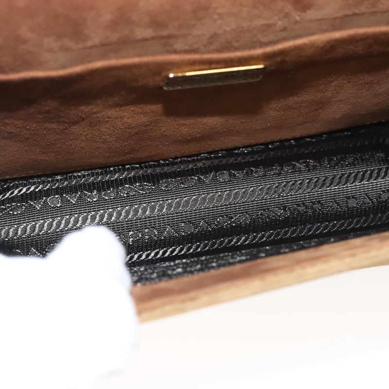 PRADA Shoulder Bag Velor Brown Gold Auth BA1261AM