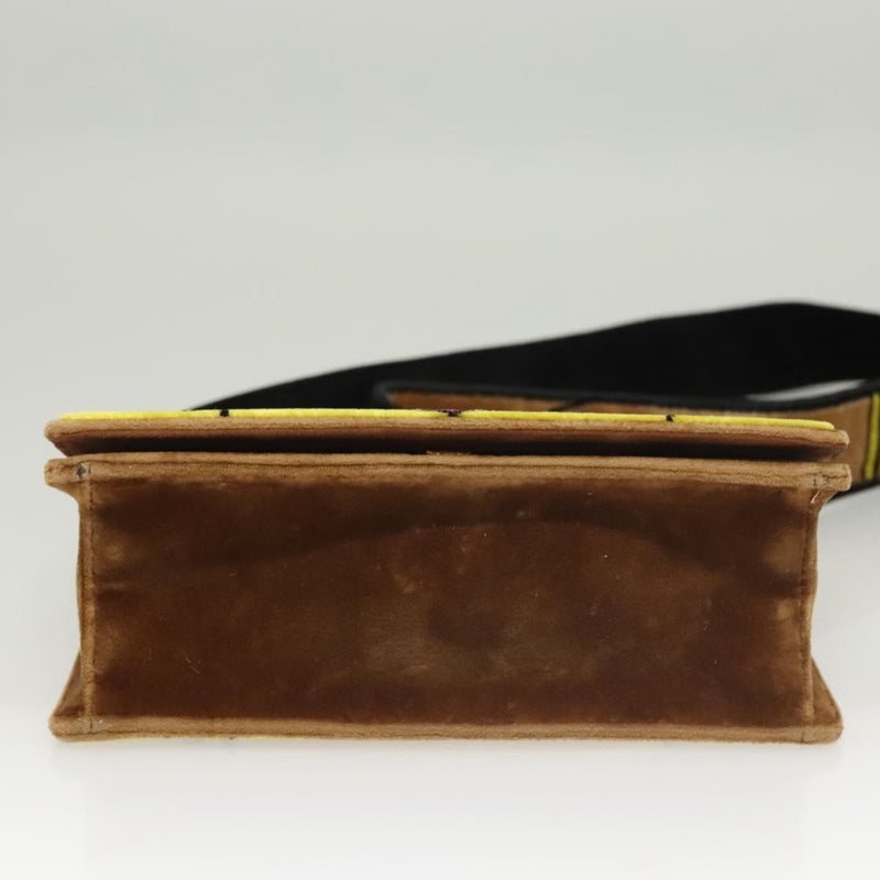 PRADA Shoulder Bag Velor Brown Gold Auth BA1261AM