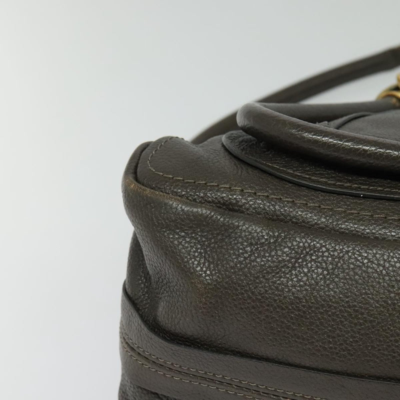 Chloe Paraty Hand Bag Leather 2way Gray Gold Auth BA1309