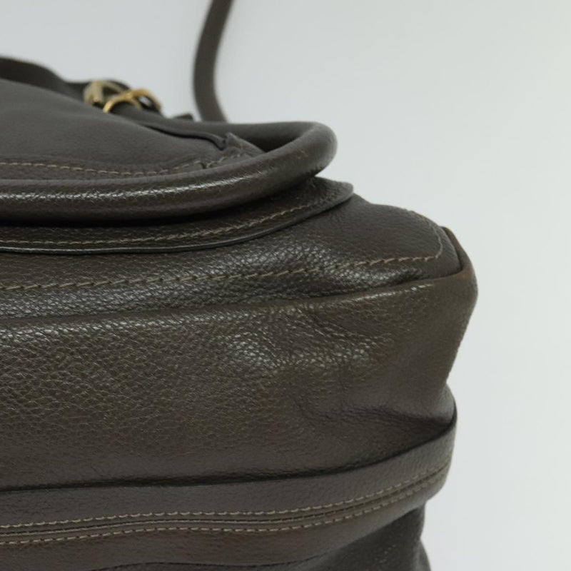 Chloe Paraty Hand Bag Leather 2way Gray Gold Auth BA1309