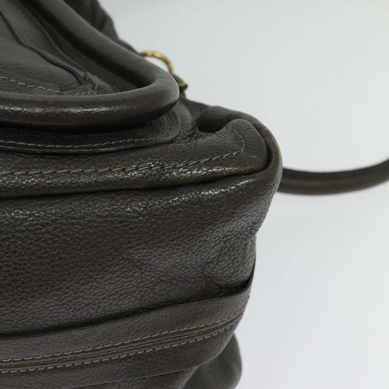 Chloe Paraty Hand Bag Leather 2way Gray Gold Auth BA1309