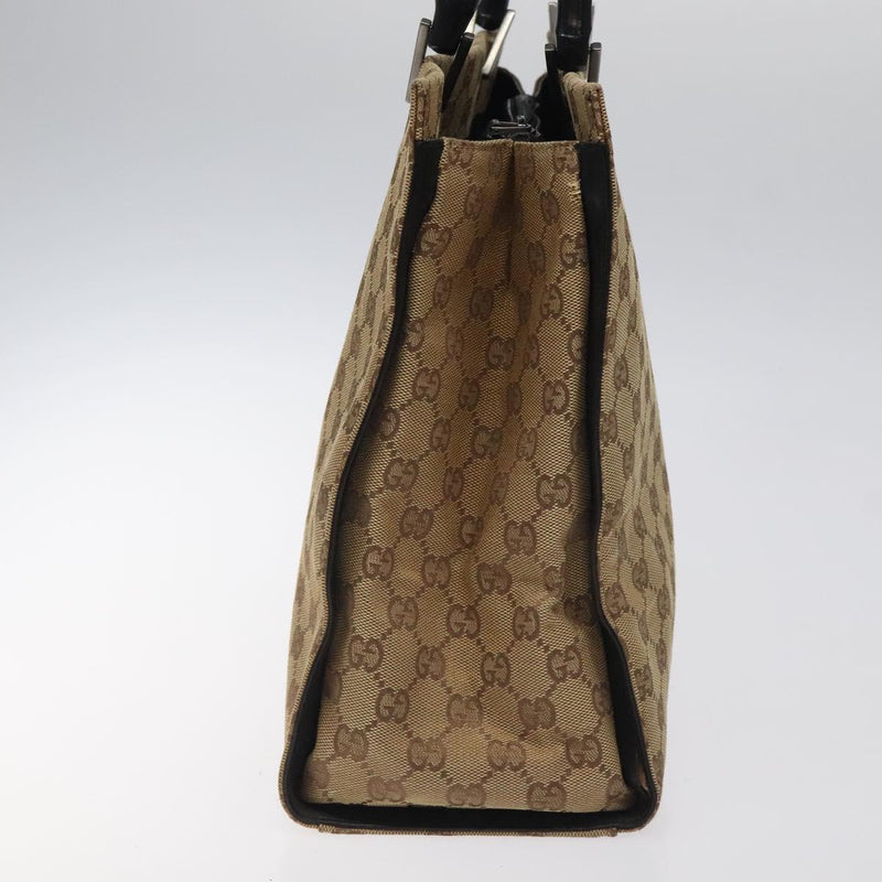 GUCCI GG Canvas Bamboo Hand Bag Beige 002.1010 Auth BA1315