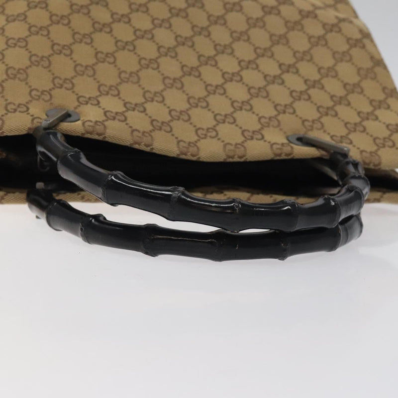 GUCCI GG Canvas Bamboo Hand Bag Beige 002.1010 Auth BA1315