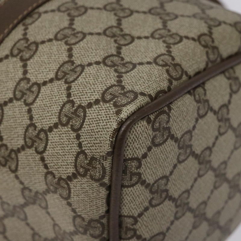 GUCCI GG Supreme Web Sherry Line Hand Bag PVC Leather Beige Auth BA1316