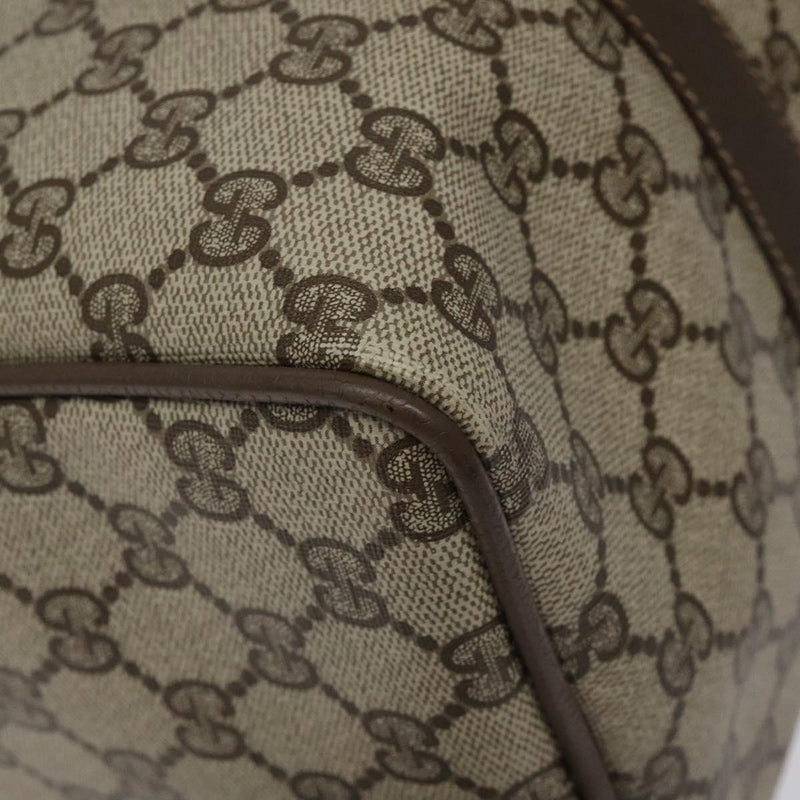GUCCI GG Supreme Web Sherry Line Hand Bag PVC Leather Beige Auth BA1316