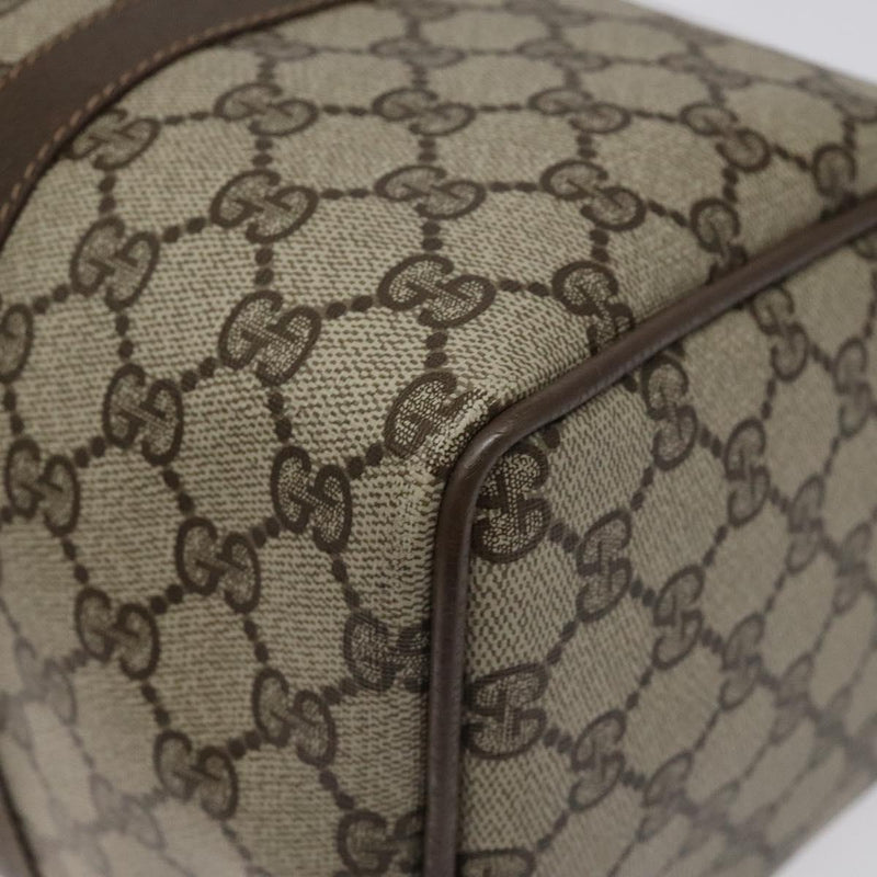 GUCCI GG Supreme Web Sherry Line Hand Bag PVC Leather Beige Auth BA1316