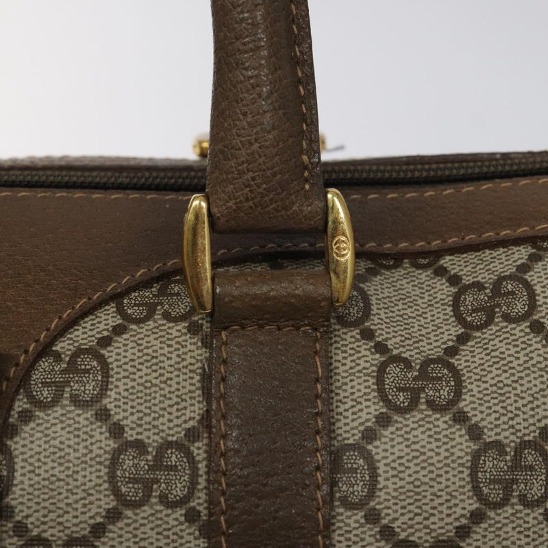 GUCCI GG Supreme Web Sherry Line Hand Bag PVC Leather Beige Auth BA1316