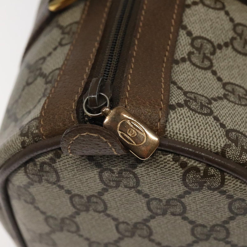 GUCCI GG Supreme Web Sherry Line Hand Bag PVC Leather Beige Auth BA1316