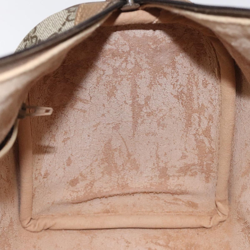 GUCCI GG Supreme Web Sherry Line Hand Bag PVC Leather Beige Auth BA1316