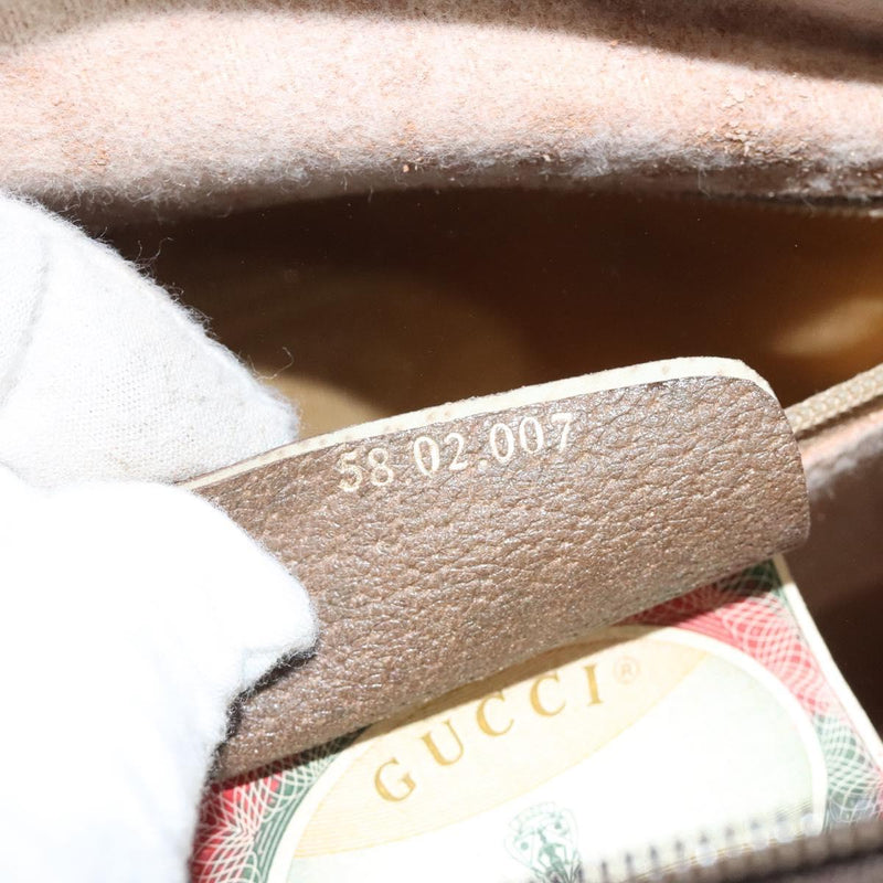 GUCCI GG Supreme Web Sherry Line Hand Bag PVC Leather Beige Auth BA1316