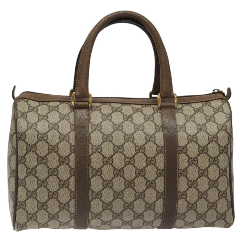 GUCCI GG Supreme Web Sherry Line Hand Bag PVC Leather Beige Auth BA1316