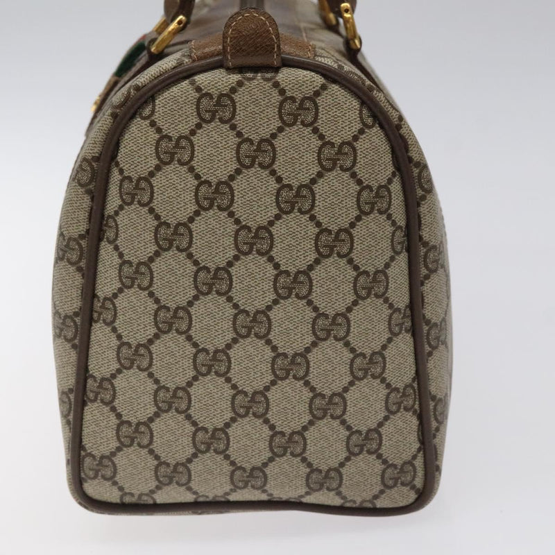 GUCCI GG Supreme Web Sherry Line Hand Bag PVC Leather Beige Auth BA1316