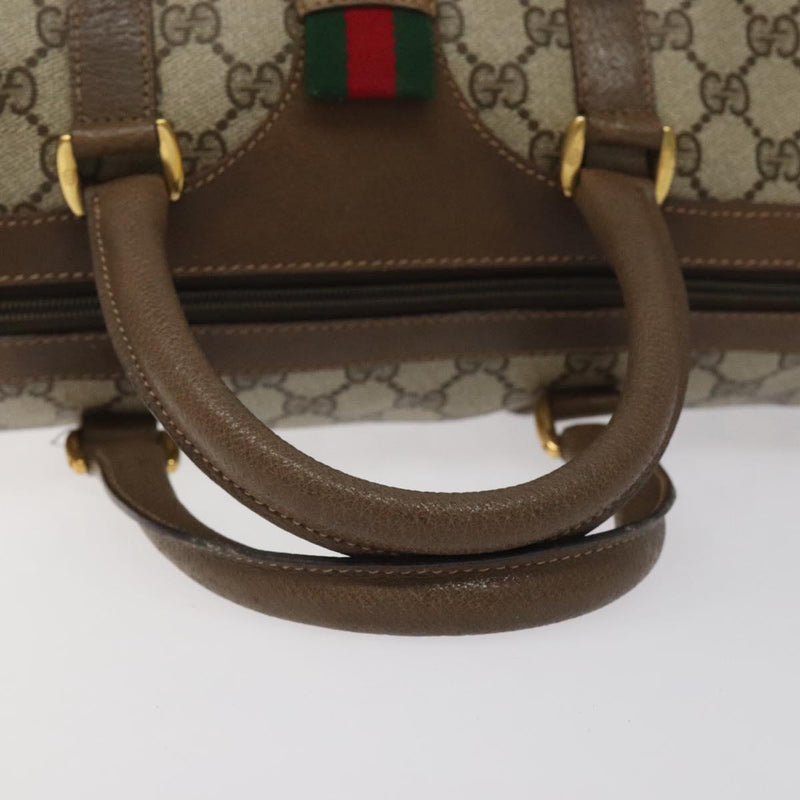 GUCCI GG Supreme Web Sherry Line Hand Bag PVC Leather Beige Auth BA1316