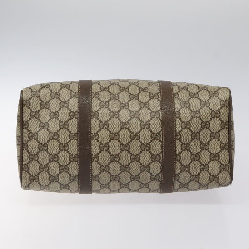 GUCCI GG Supreme Web Sherry Line Hand Bag PVC Leather Beige Auth BA1316