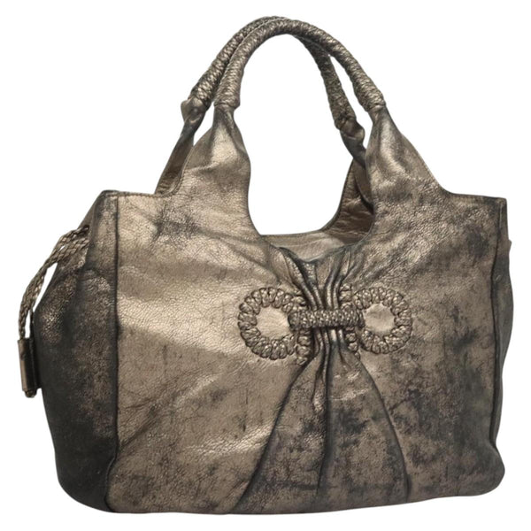 Salvatore Ferragamo Tote Bag Leather Beige Gold