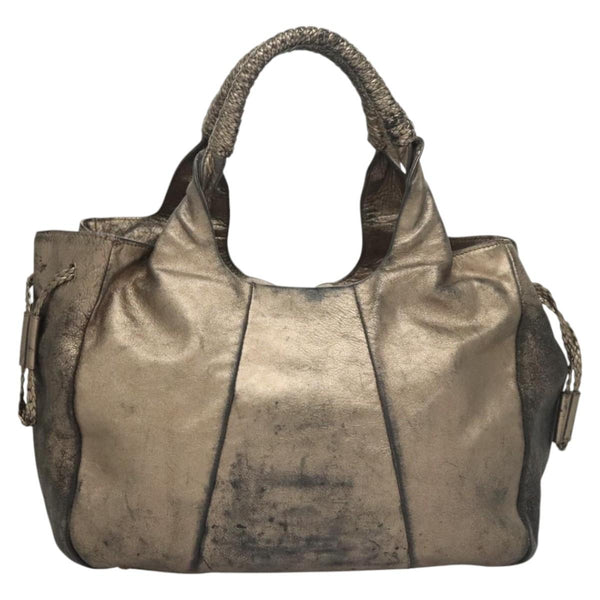Salvatore Ferragamo Tote Bag Leather Beige Gold