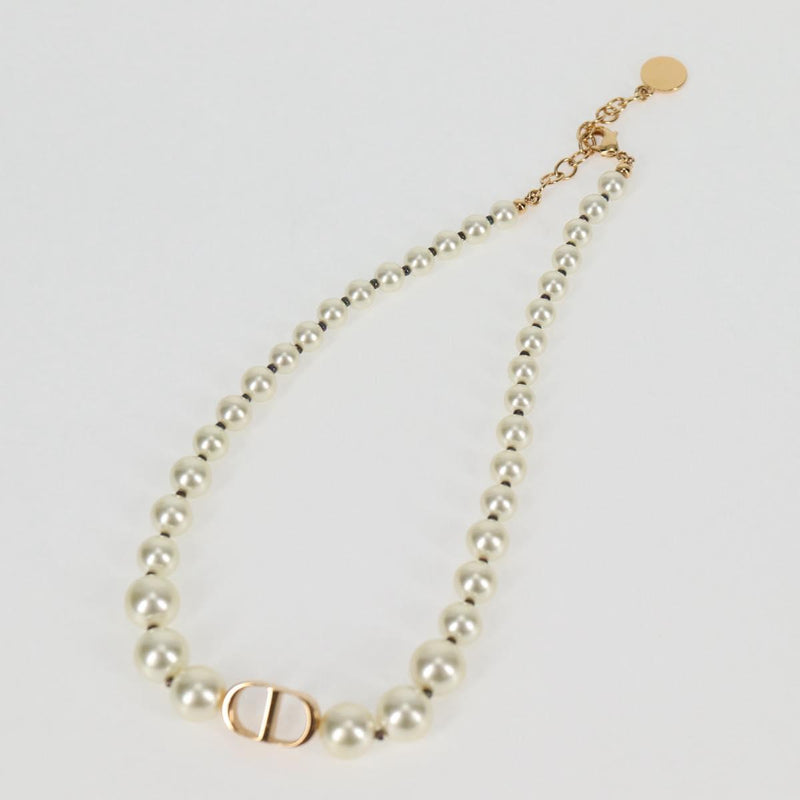 Christian Dior Necklace Pearl White Auth BA1350AM