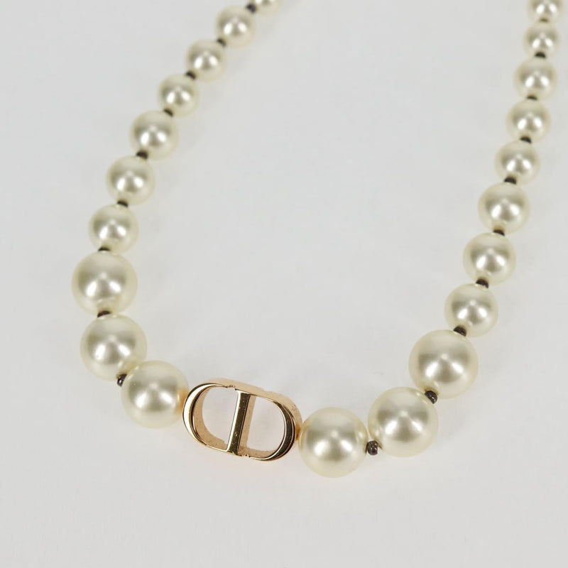Christian Dior Necklace Pearl White Auth BA1350AM