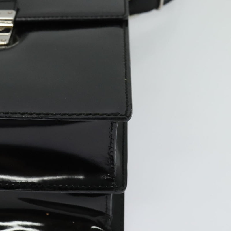 GUCCI Shoulder Bag Patent Leather Black Silver 018 123 1003 Auth BA1383