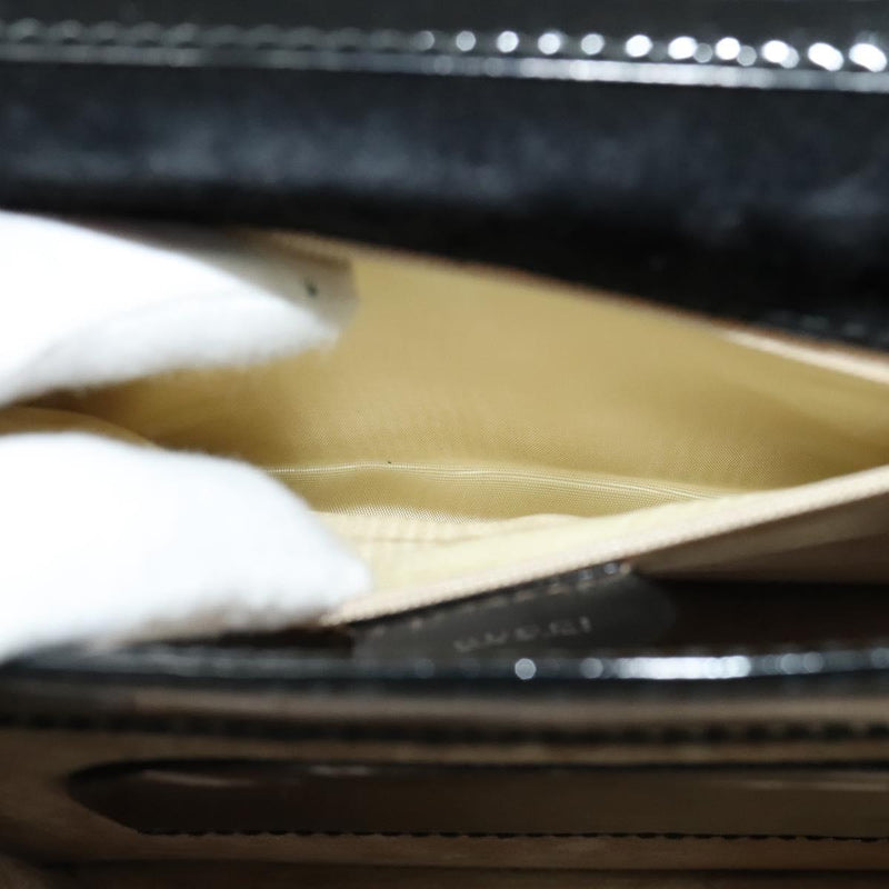 GUCCI Shoulder Bag Patent Leather Black Silver 018 123 1003 Auth BA1383