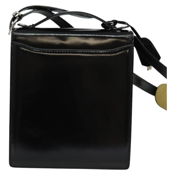 GUCCI Shoulder Bag Patent Leather Black Silver 018 123 1003 Auth BA1383