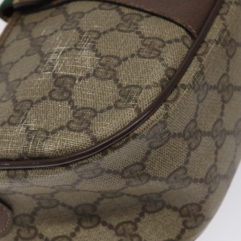 GUCCI GG Supreme Web Sherry Line Bag PVC Beige Gold 89 02 032 Auth BA1397