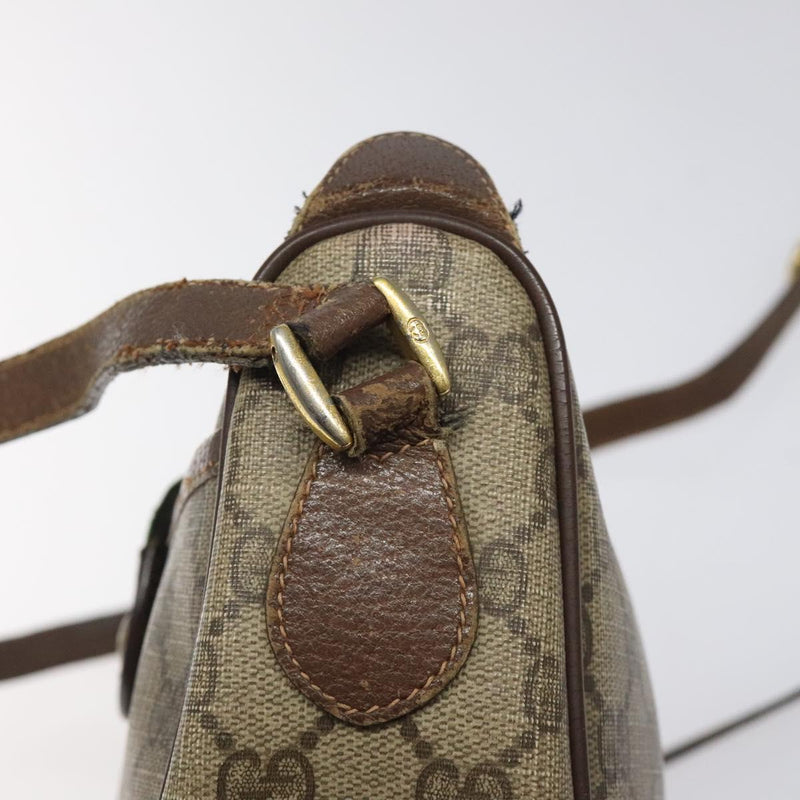 GUCCI GG Supreme Web Sherry Line Bag PVC Beige Gold 89 02 032 Auth BA1397
