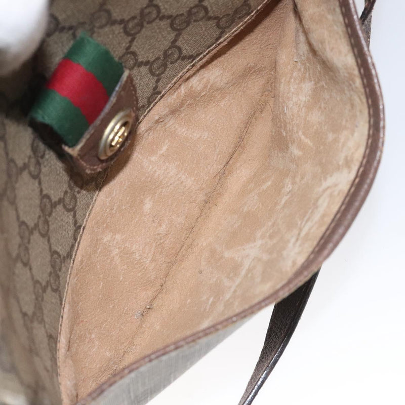 GUCCI GG Supreme Web Sherry Line Bag PVC Beige Gold 89 02 032 Auth BA1397