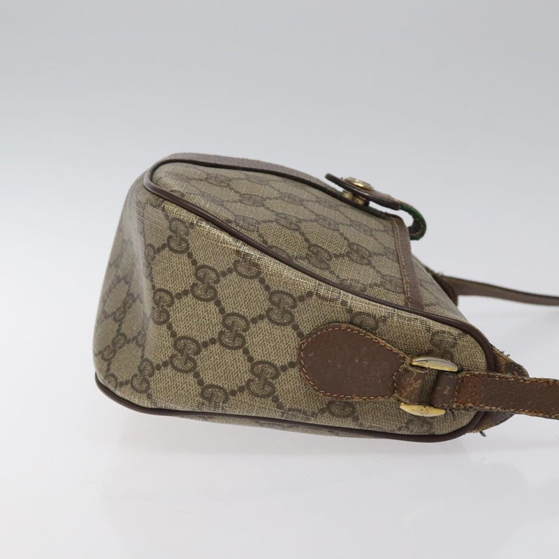 GUCCI GG Supreme Web Sherry Line Bag PVC Beige Gold 89 02 032 Auth BA1397