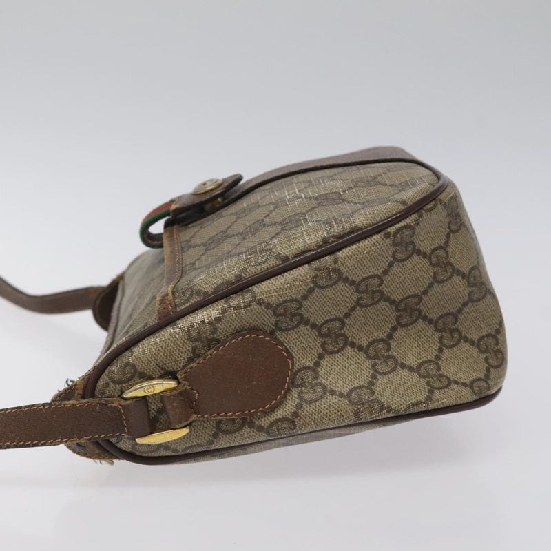 GUCCI GG Supreme Web Sherry Line Bag PVC Beige Gold 89 02 032 Auth BA1397