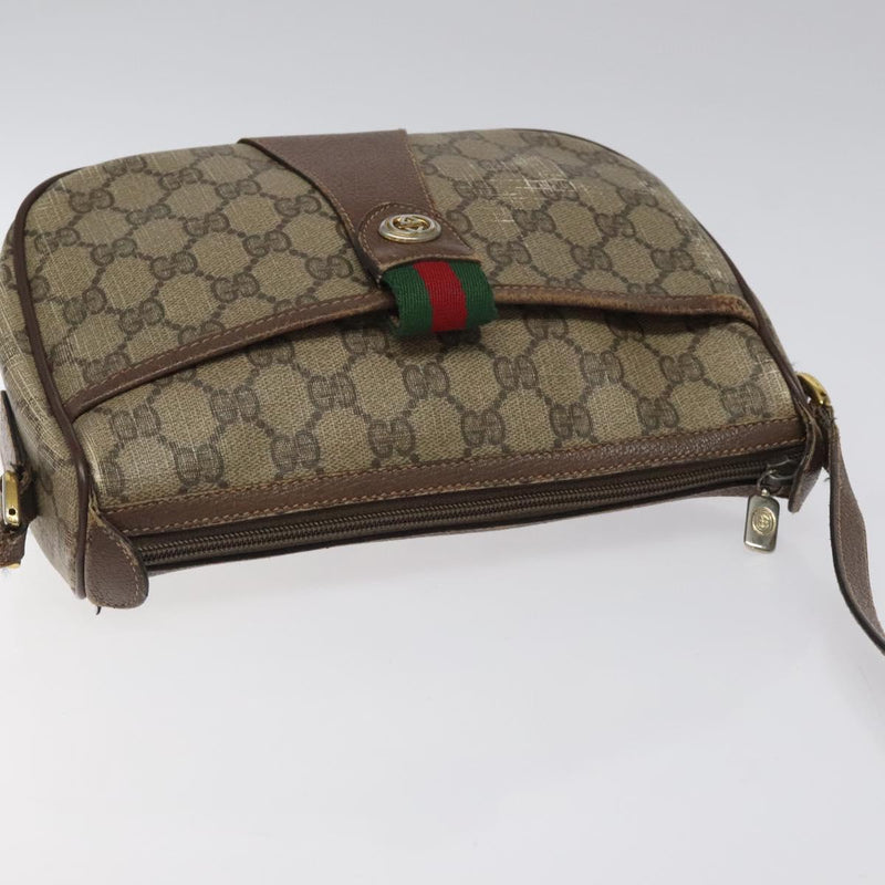 GUCCI GG Supreme Web Sherry Line Bag PVC Beige Gold 89 02 032 Auth BA1397