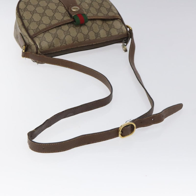 GUCCI GG Supreme Web Sherry Line Bag PVC Beige Gold 89 02 032 Auth BA1397