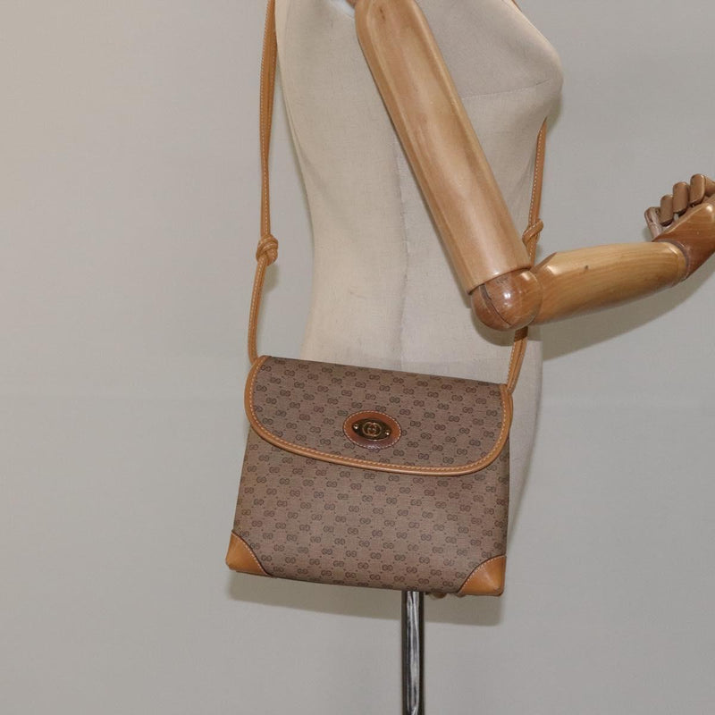 GUCCI Micro GG Supreme Shoulder Bag Beige Gold 007 92 5548 Auth BA1398
