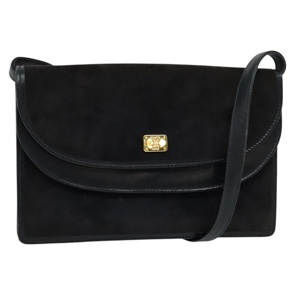 CELINE Shoulder Bag Suede Navy Auth BA1514
