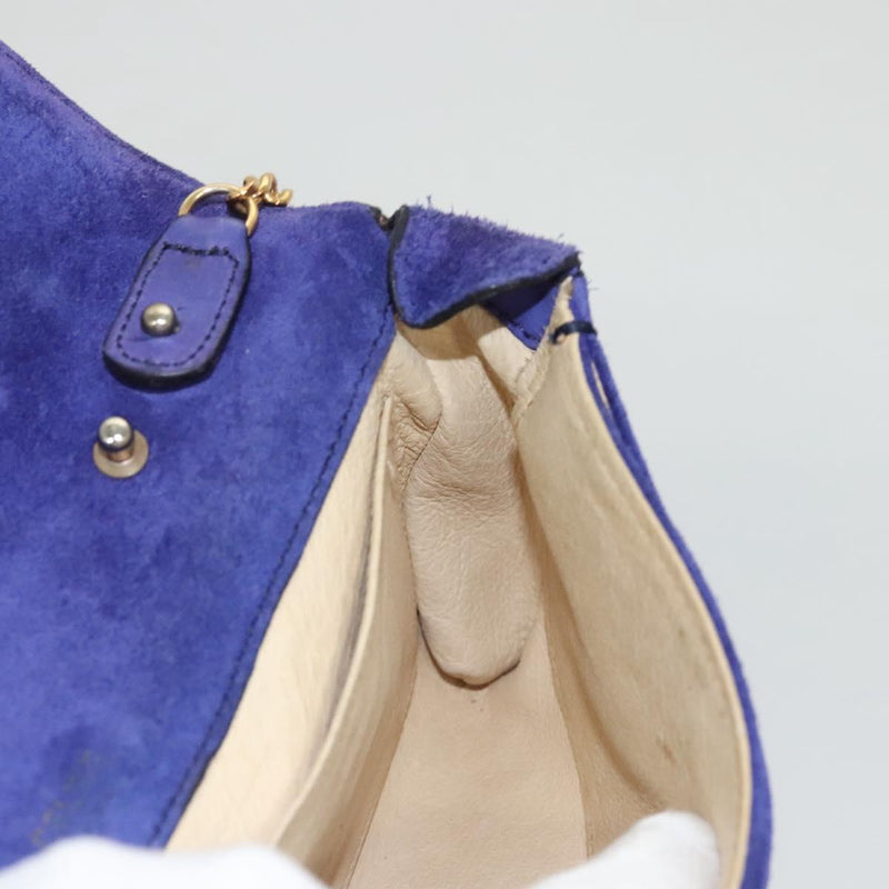 CELINE Chain Shoulder Bag Suede Purple Auth BA1516