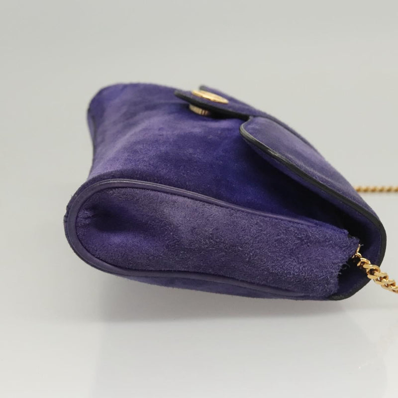CELINE Chain Shoulder Bag Suede Purple Auth BA1516
