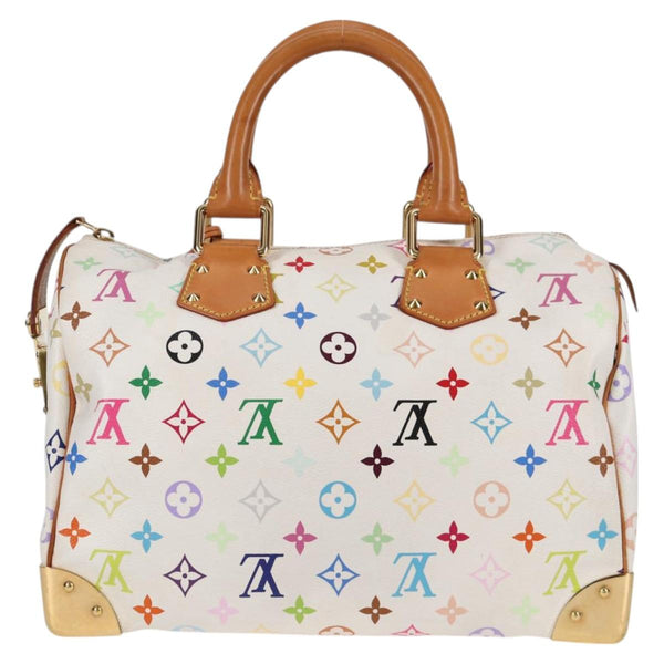 LOUIS VUITTON Monogram Multicolor Speedy 30 Bag White Bron M92643 Auth BA1539AM