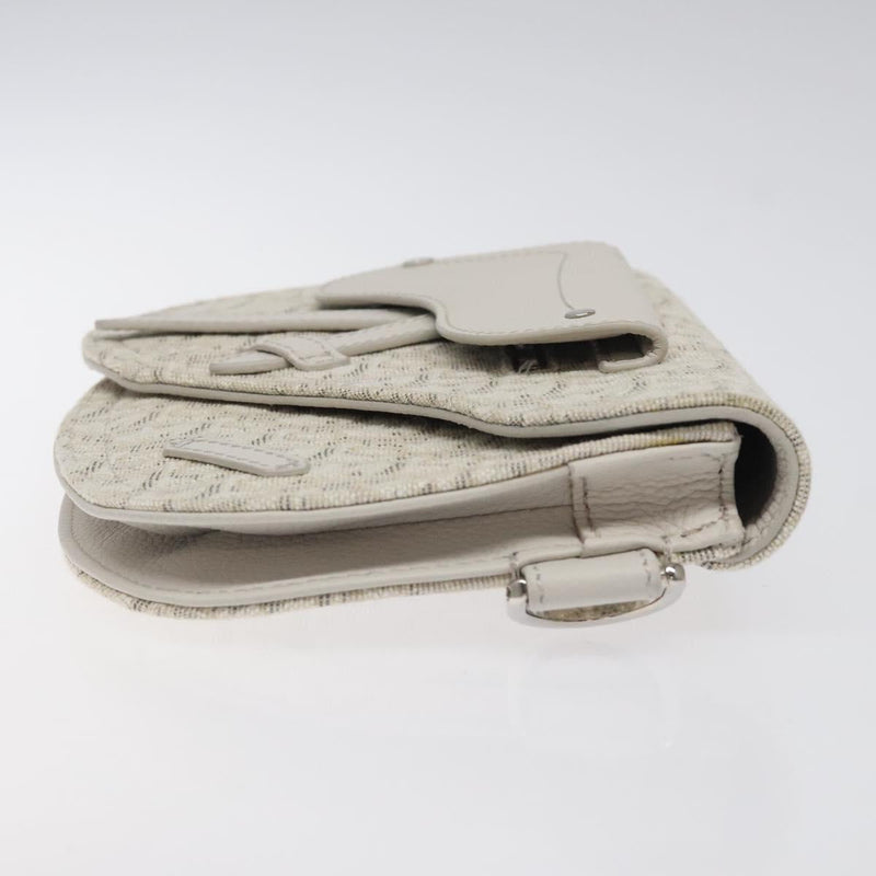 Christian Dior Trotter Canvas Saddle Clutch Bag White Silver Auth bs24225