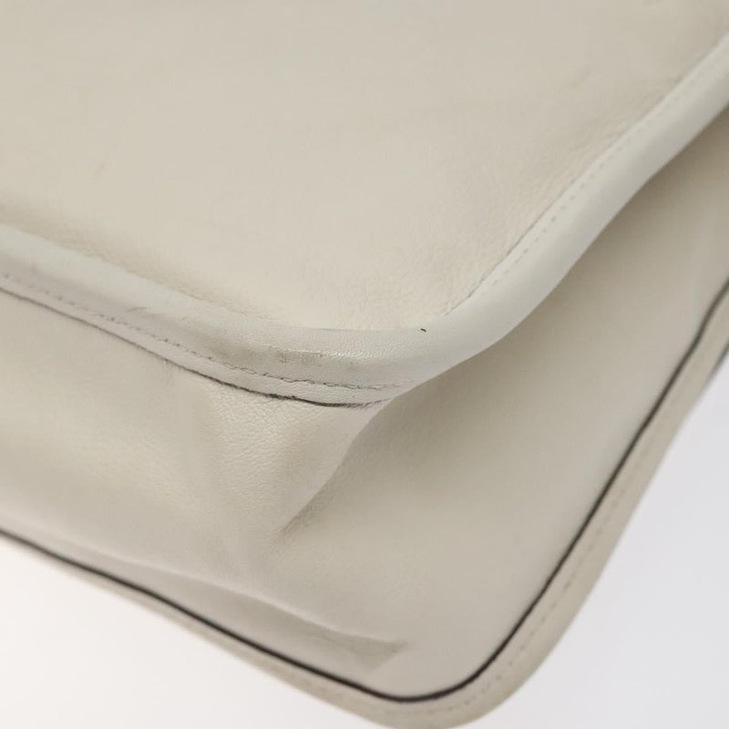 Coach Shoulder Bag Leather White Auth bs24410