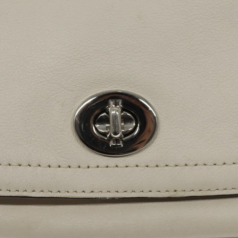 Coach Shoulder Bag Leather White Auth bs24410