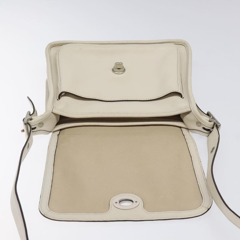 Coach Shoulder Bag Leather White Auth bs24410