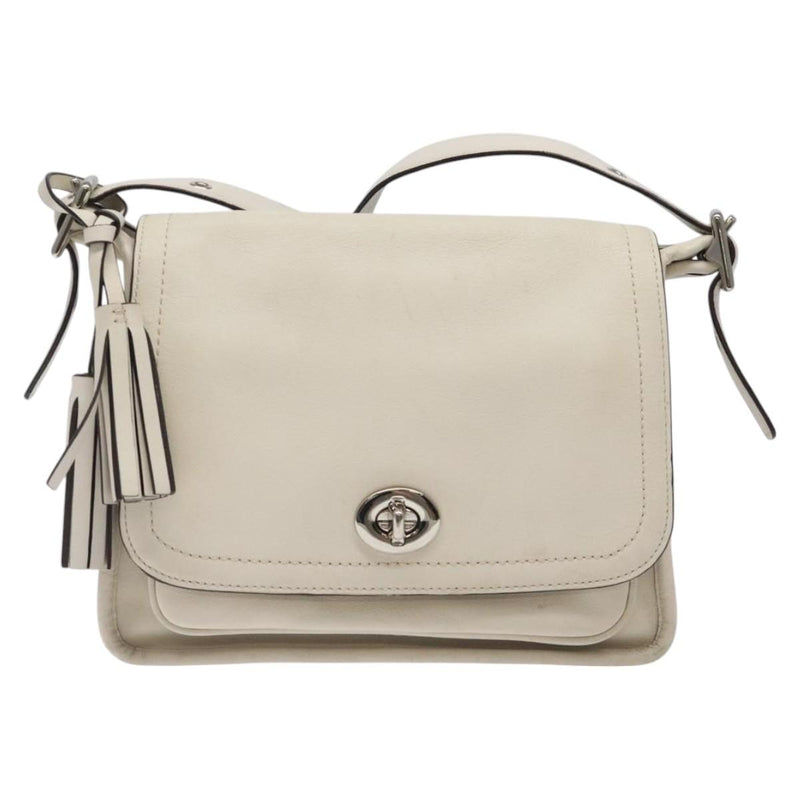 Coach Shoulder Bag Leather White Auth bs24410