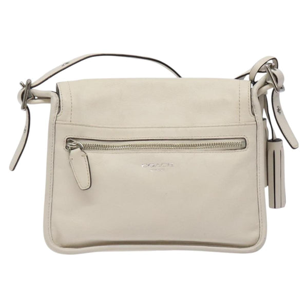 Coach Shoulder Bag Leather White Auth bs24410