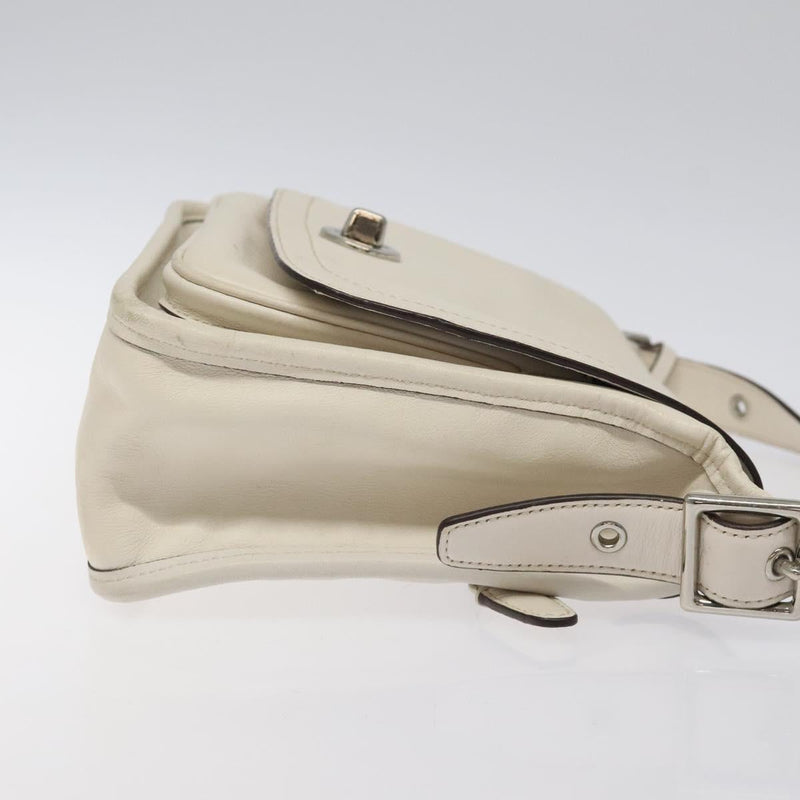 Coach Shoulder Bag Leather White Auth bs24410
