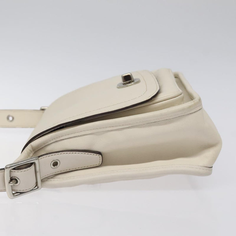 Coach Shoulder Bag Leather White Auth bs24410