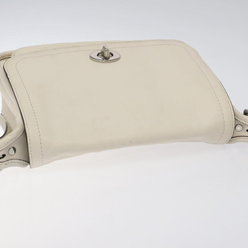 Coach Shoulder Bag Leather White Auth bs24410