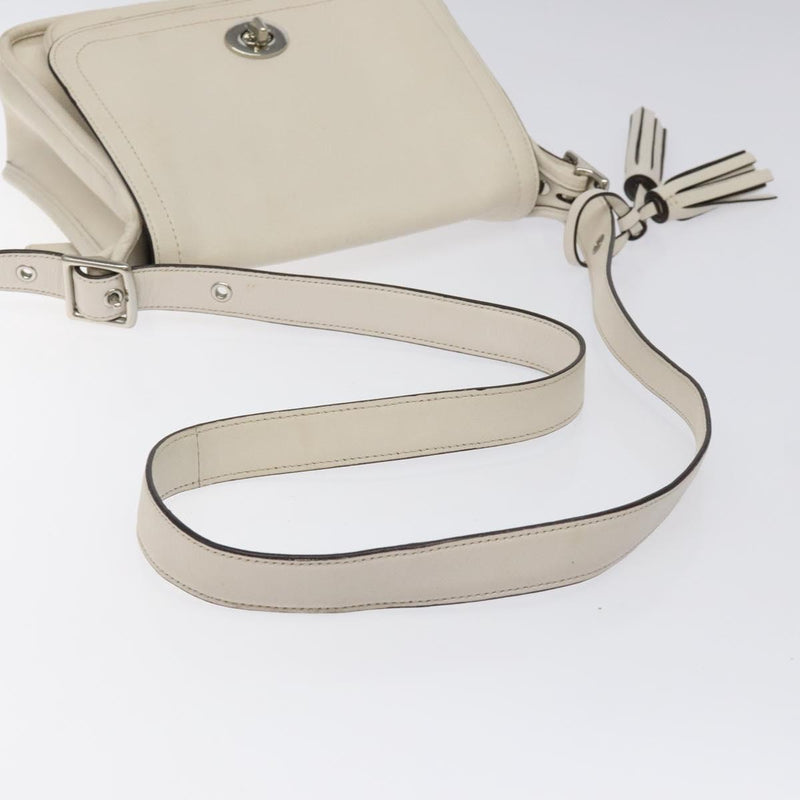 Coach Shoulder Bag Leather White Auth bs24410