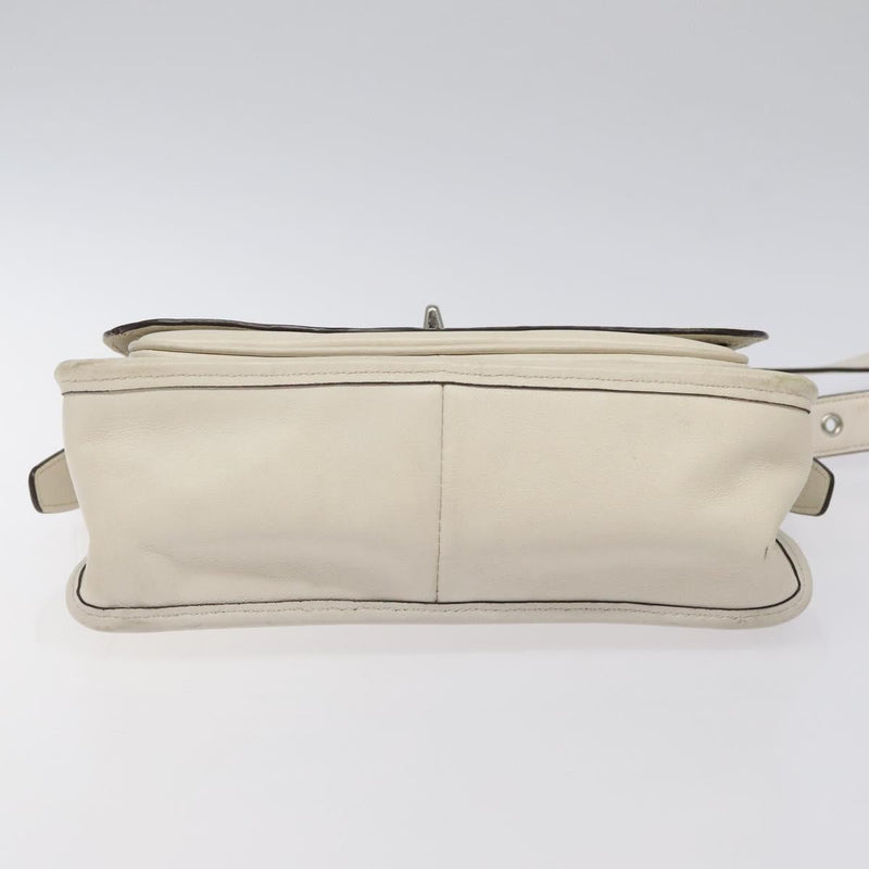 Coach Shoulder Bag Leather White Auth bs24410
