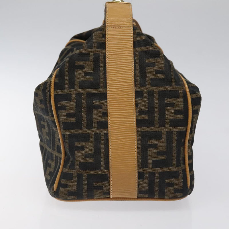 FENDI Zucca Canvas Vanity Pouch Black Brown gold Auth bs24461