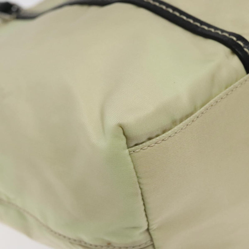 PRADA Hand Bag Nylon White Silver Auth bs24488
